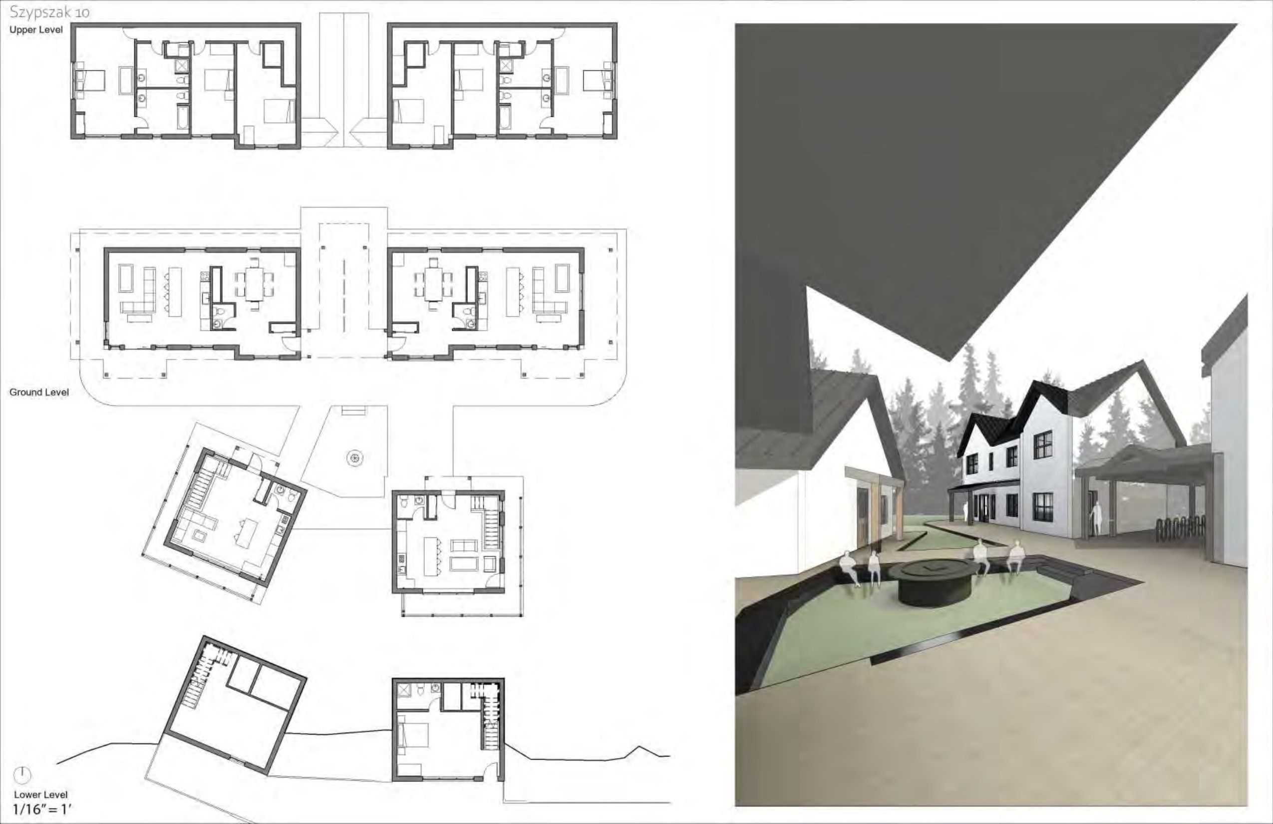 Faculty Housing — floor plans & render