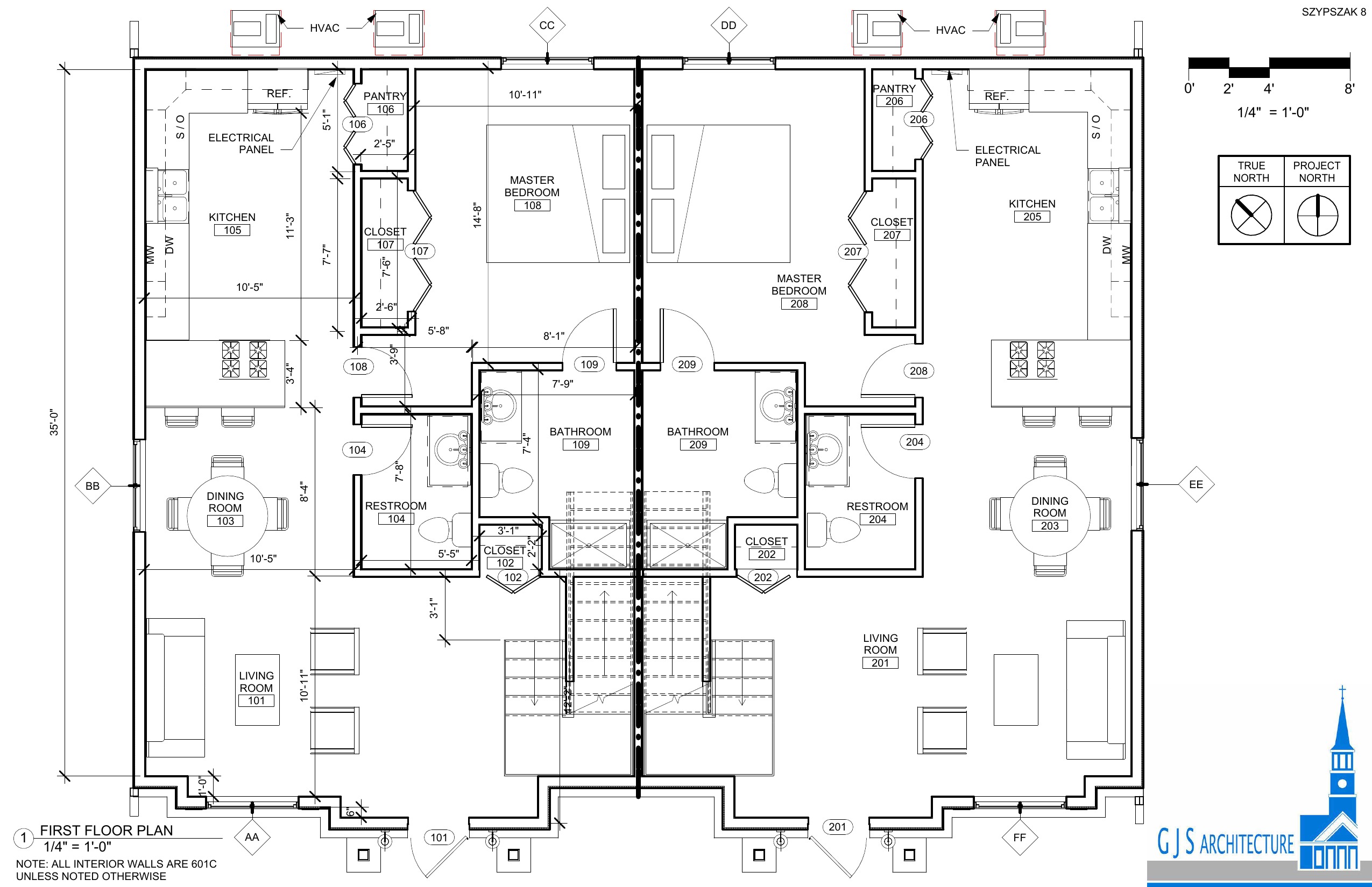 Walterboro Duplex — first floor plan