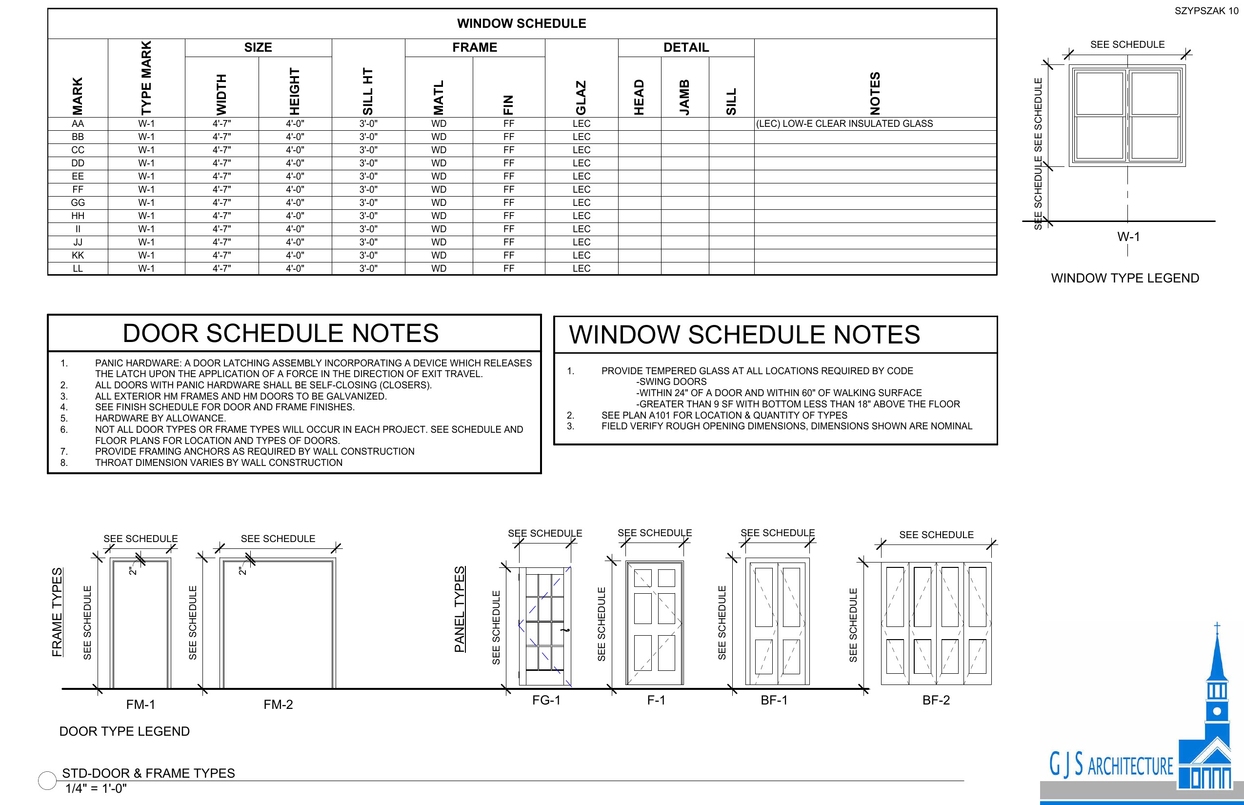 Walterboro Duplex — window & door schedule