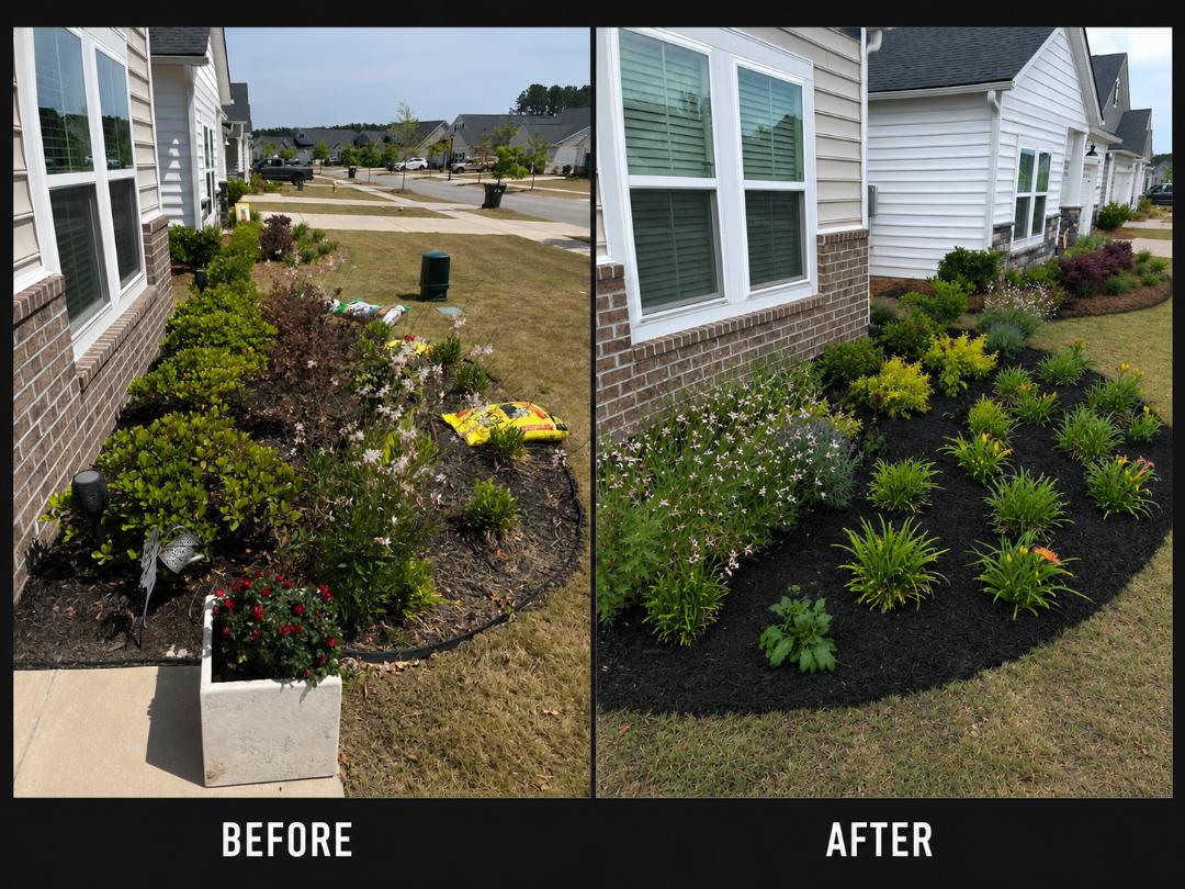 Locals Street — before and after, foundation planting