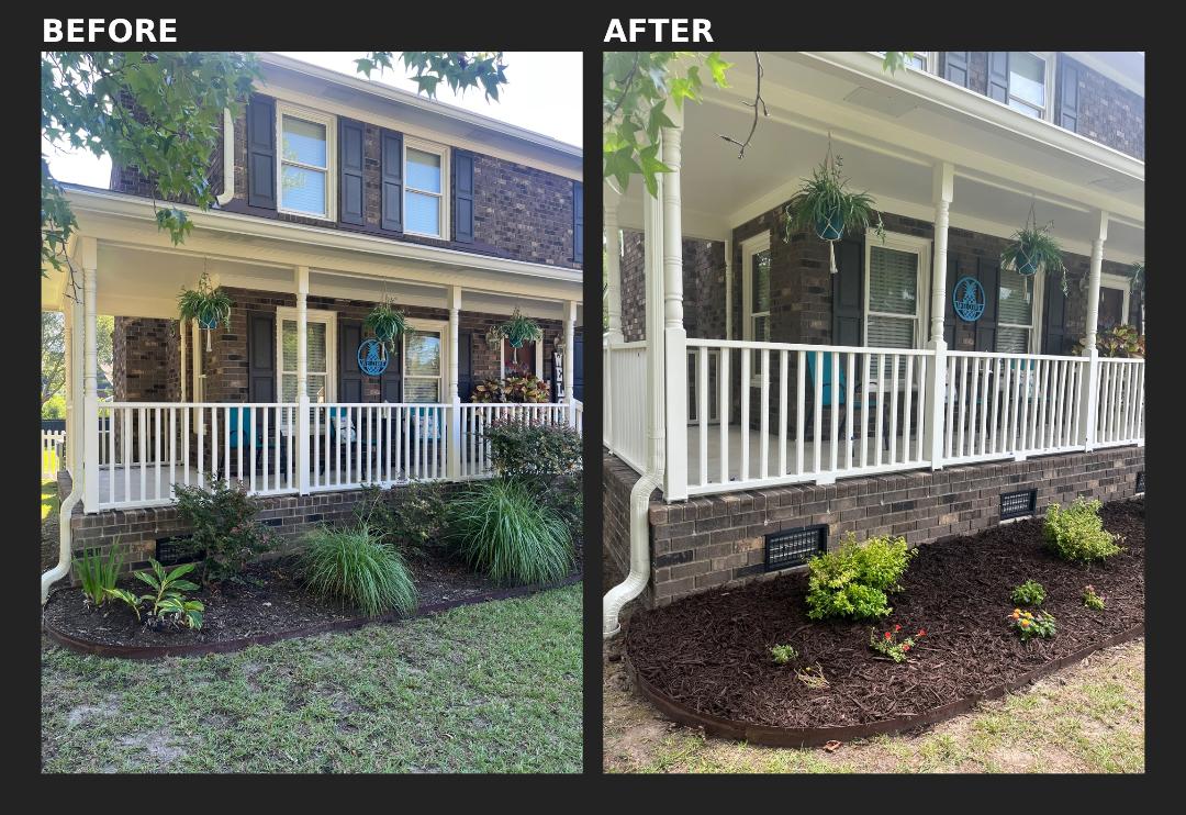 Napoli Lane — front porch bed before and after