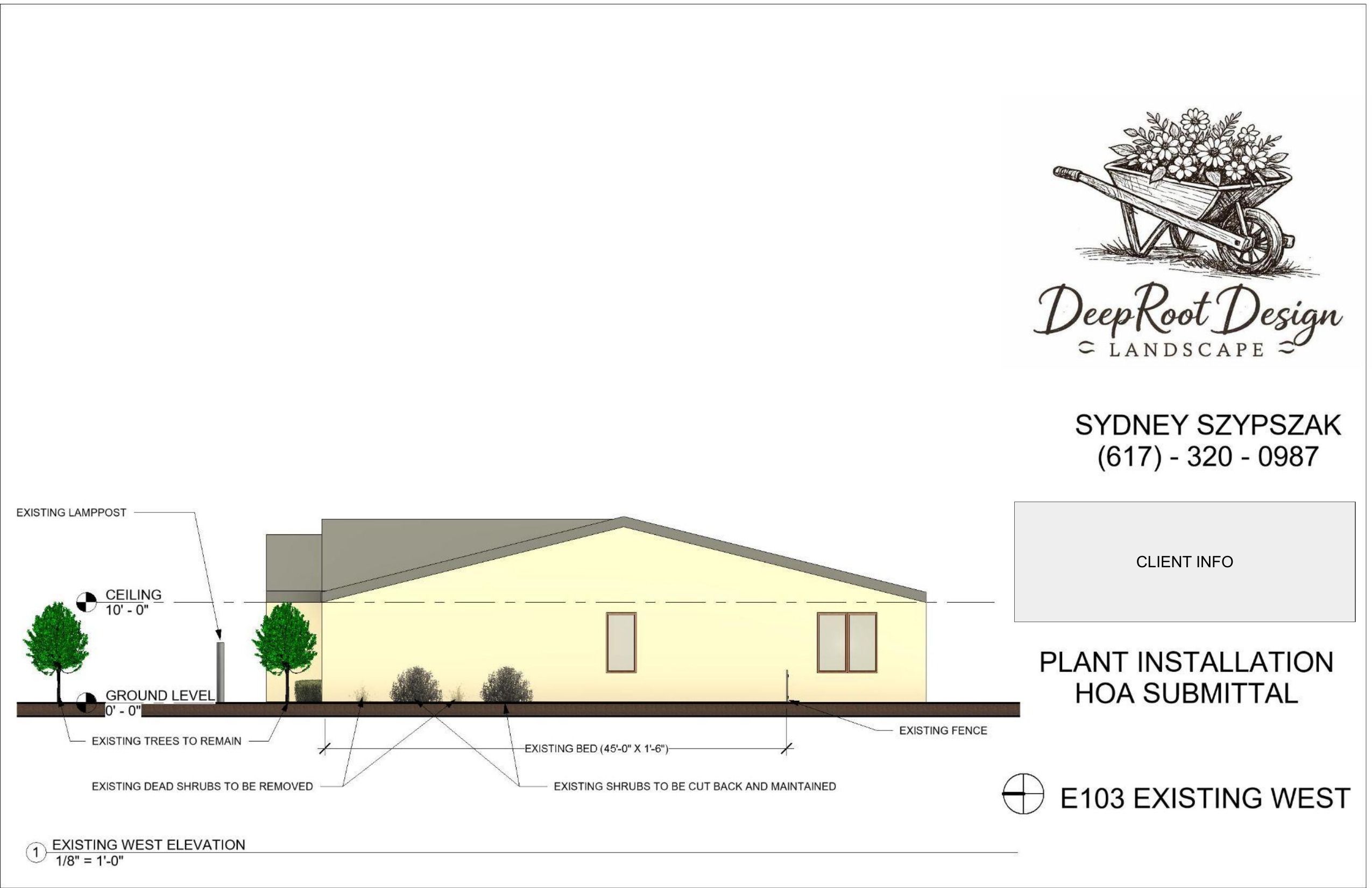 E103 Existing west elevation