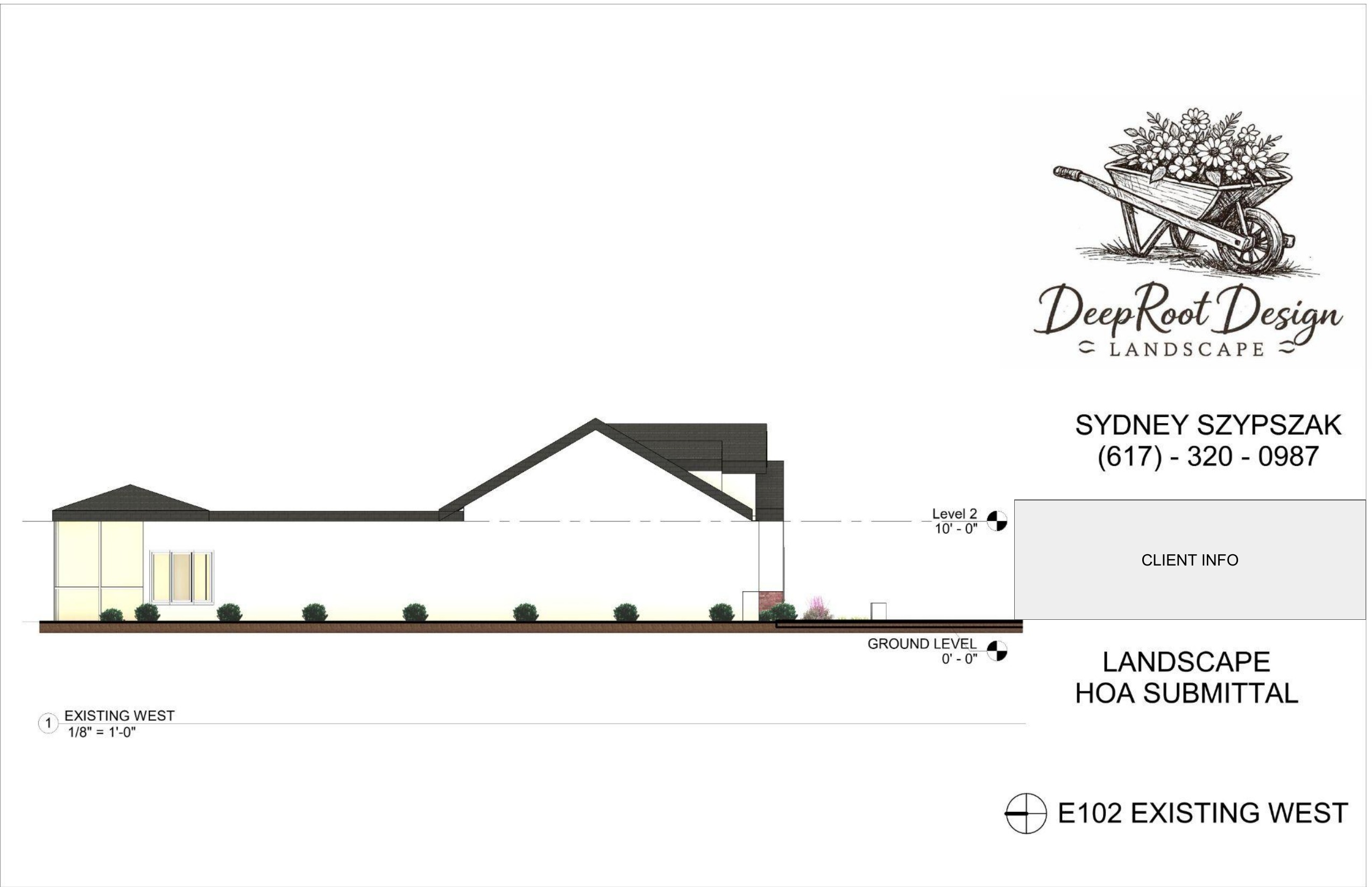 E102 Existing west elevation