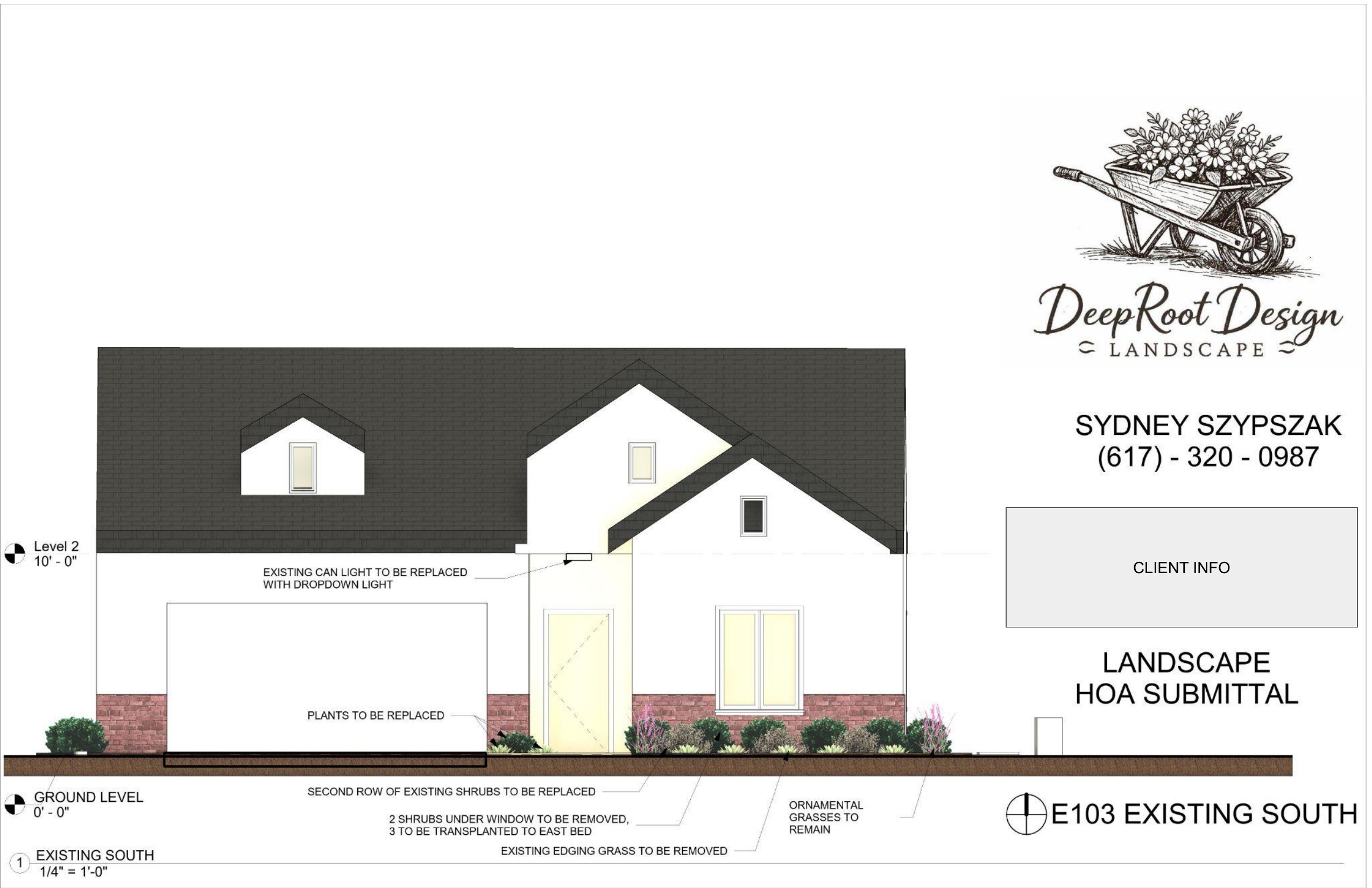 E103 Existing south elevation